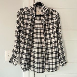 black and white flannel button down
